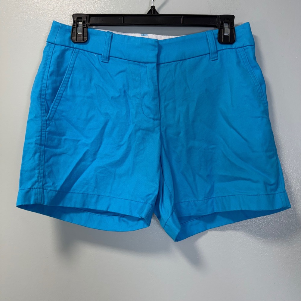 J‎ Crew Chino Shorts Womens 0 Re-Imagined Cotton Blue 5 Inch Inseam Casual